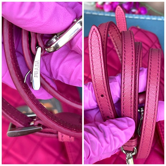 Authentic PRADA Tessuto Impuntu Shoulder Bag Pink Nylon - Picture 13 of 17